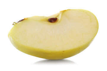 Naklejka na ściany i meble Piece of fresh juicy yellow apple isolated on white