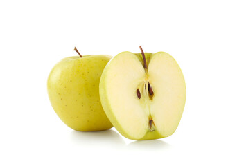 Fresh juicy yellow apples isolated on white