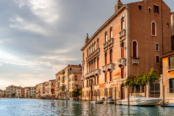 The beautiful city of Venice in Italy seen from the boat.