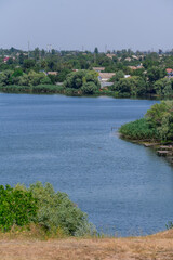 Fototapeta premium Dnieper river on a summer day, beautiful summer landscape, Ukraine.
