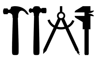 Tool Set 2 - Claw Hammer, Ball-Peen Hammer, Compass, Wrench