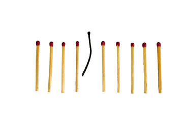 Matches folded in a row, one stands out
