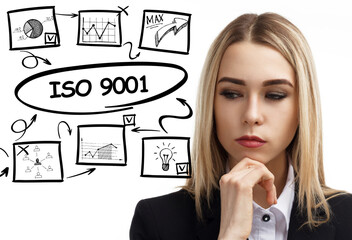Business, technology, internet and network concept. Young businessman thinks over the steps for...