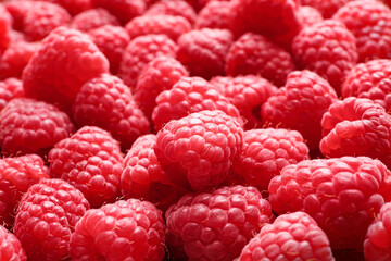 Fresh sweet ripe raspberries as background, closeup