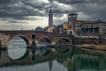 ponte della pietra bridge in Verona, Italy