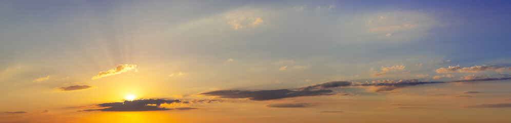Panorama of the sky with clouds during sunset