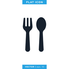 Spoon and Fork Icon Vector Logo Design Template.