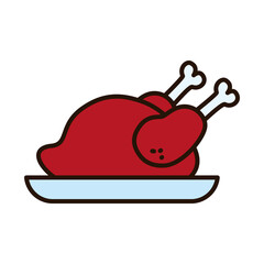 Chicken line and fill style icon vector design