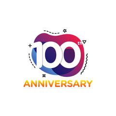 100 Years Anniversary Celebration Icon Vector Logo Design Template. Liquid Banner Style.