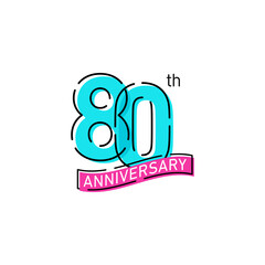 80 Years Anniversary Celebration Icon Vector Logo Design Template