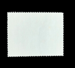 Obraz premium A Blank white rectangle postage stamp shape in black Background. An opposite surface of a postage stamp.