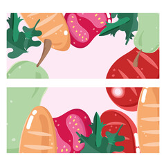 food vegetable menu fresh diet ingredient bread pear tomato and meat banner