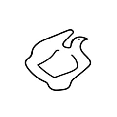 The black outline of the chicken is drawn by hand in the doodle style.