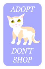 Adopt don't shop poster. Don't buy. Spotty kitten