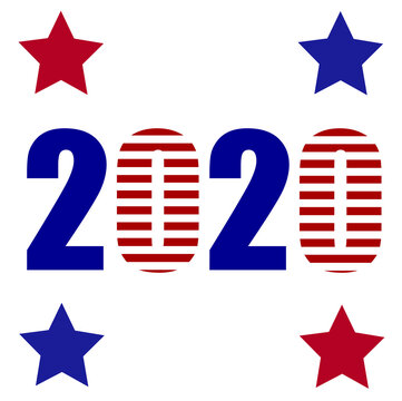 2020 Voting sign with stars for United States of America (USA) presidential primary election in November for democratic or republican candidates.