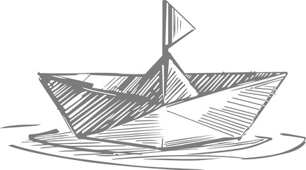 sketch of a paper boat