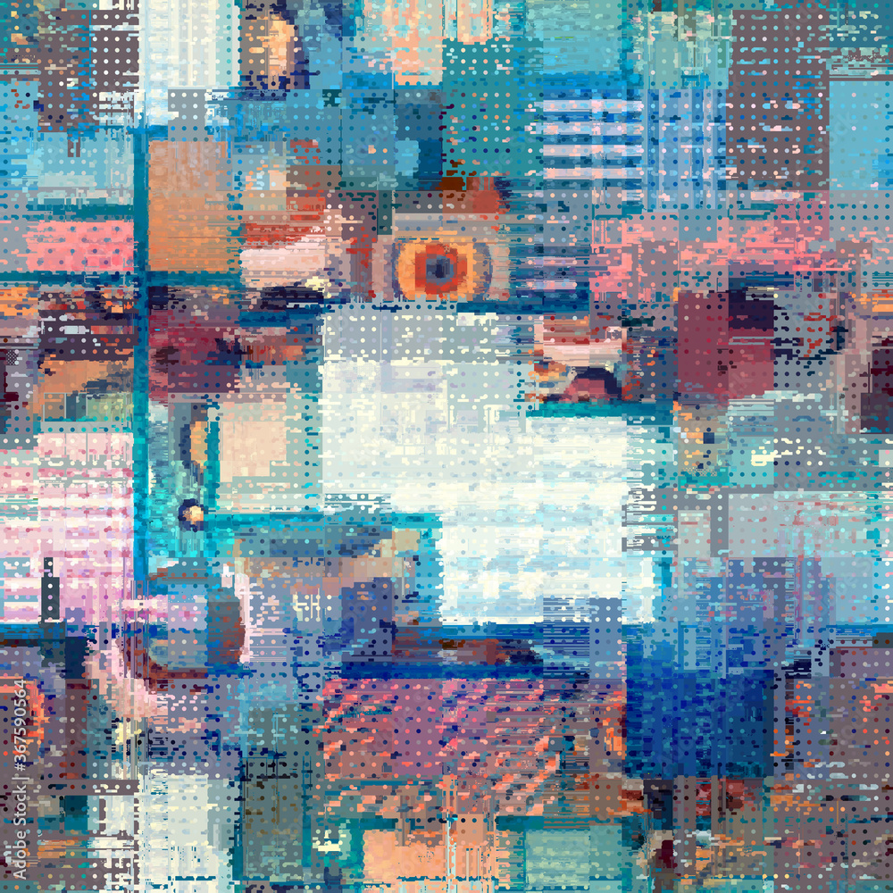 Aufkleber Vector image with imitation of grunge datamoshing texture.