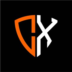 C X initials white orange shield with black background