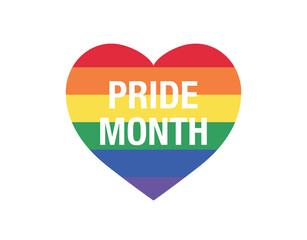 Pride month heart logo. Pride month poster.  LGBT  vector heart logo. 