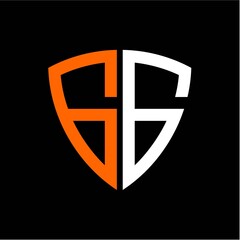 G G initials white orange shield with black background