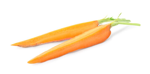 Cut fresh ripe carrot isolated on white
