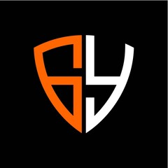 G Y initials white orange shield with black background