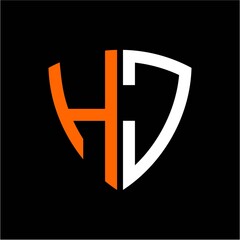 H J initials white orange shield with black background