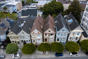 Fototapeta na wymiar San Francisco Houses from Above on Overcast Day