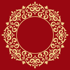 Decorative frame Elegant vector element for design in Eastern style, place for text. Floral golden border. Lace illustration for invitations and greeting cards.
