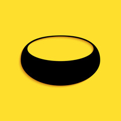 Black Bowl icon isolated on yellow background. Long shadow style. Vector.
