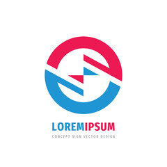 Cooperation business logo concept logo design. Abstract shapes in circle. Electric energy logo symbol. Communication connection icon logo. Vector illustration.