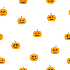 Halloween pumpkins seamless pattern vector illustration background. Cartoon autumn holiday concept.