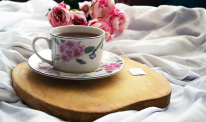 tea in the bed, some peonies