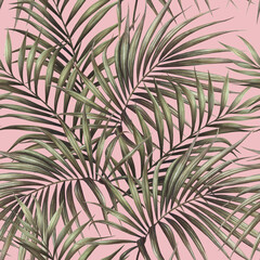 Palm tree seamless pattern. Tropical watercolor background. Trendy summer pattern. 