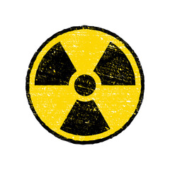 Fototapeta premium Radioactive warning yellow circle sign. Radioactivity warning vector symbol