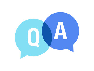 Q and A icon. Blue and green q & a logo.  Question and answers icon. 