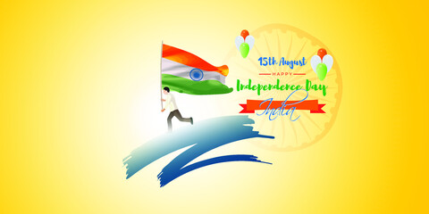 Obraz premium VECTOR ILLUSTRATION FOR INDIAN INDEPENDENCE DAY 15 AUGUST, OFFER BANNER, GREETING, FLYER 