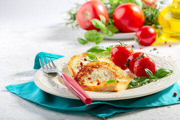 Grilled traditional halloumi cheese.