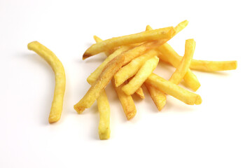 French fries on a white background
