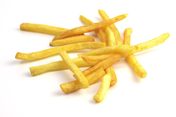 French fries on a white background