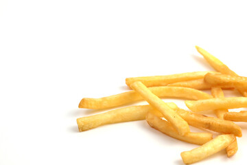 French fries on a white background