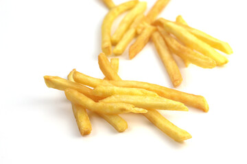 French fries on a white background