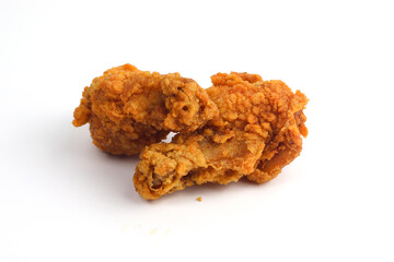 Crispy fried chicken on a white background