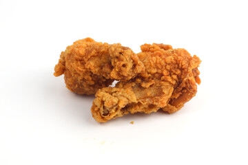 Crispy fried chicken on a white background