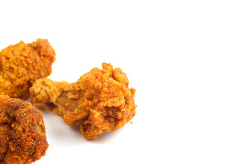 Crispy fried chicken on a white background