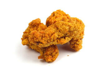 Crispy fried chicken on a white background