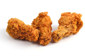 Crispy fried chicken on a white background