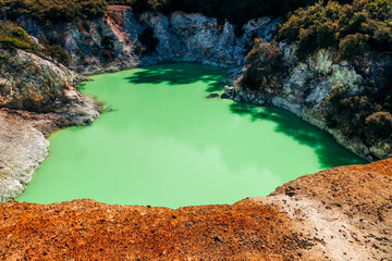 Devil’s Bath - the green sulphur lake at Wai-O-Tapu geothermal area