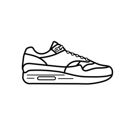 Modern air chamber style sneaker/trainer. Vector illustration. Black and white
