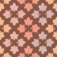 Fall palmated leaves seamless pattern background.  Diamond foliage vector illustration.